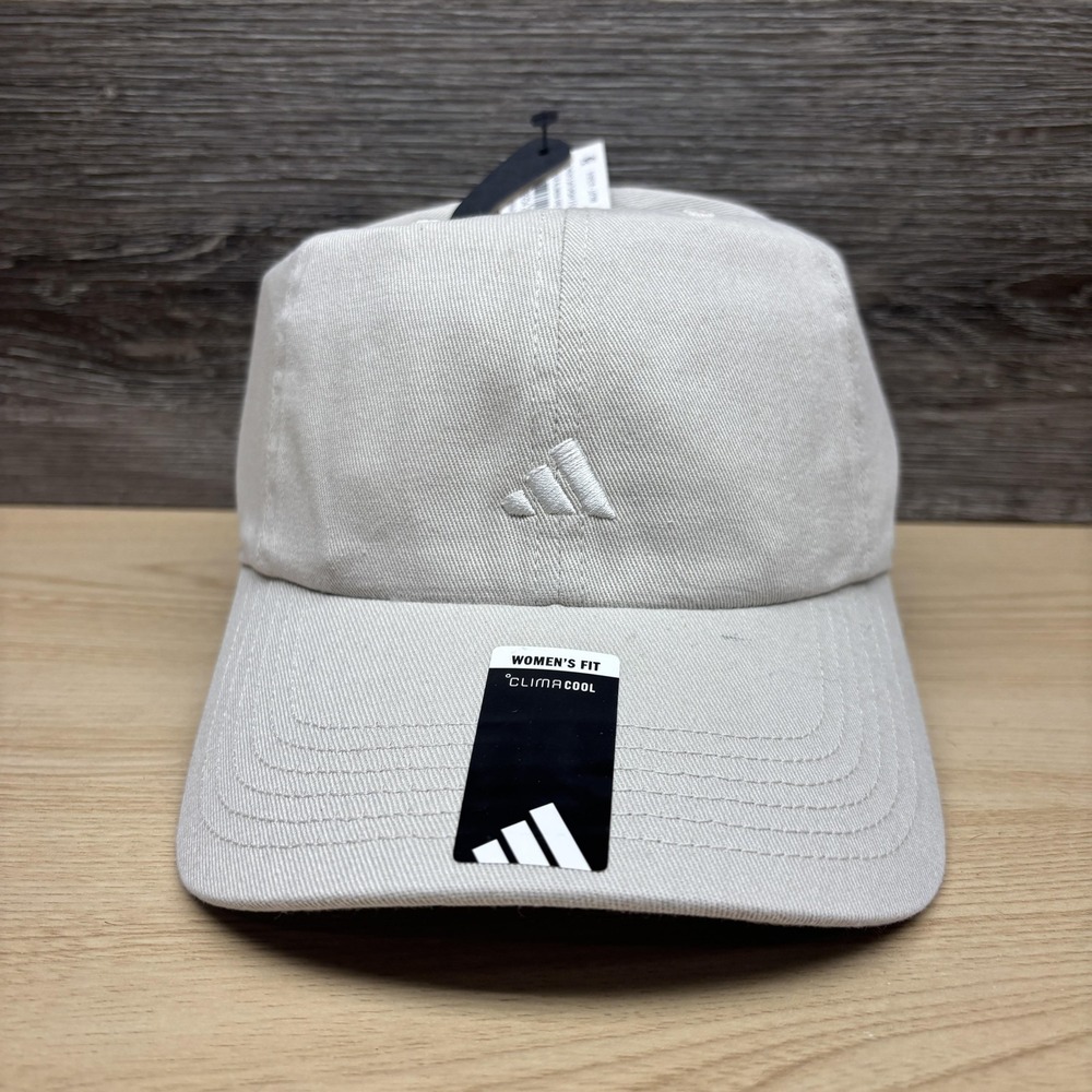 Adidas Hat Cap Strap Back Womens One Size Grey Off White ClimaCool Casual NWT